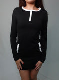 Hazel Half Zip Pocket Dress: Black