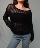 Ellery Crochet Knit Sweater in Black