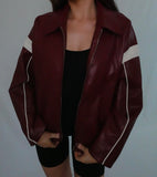 Camila Faux Leather Burgundy Racer Jacket