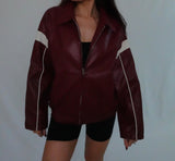 Camila Faux Leather Burgundy Racer Jacket