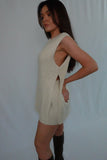 Sleeveless Side Slit & Short Knit Set in Cream